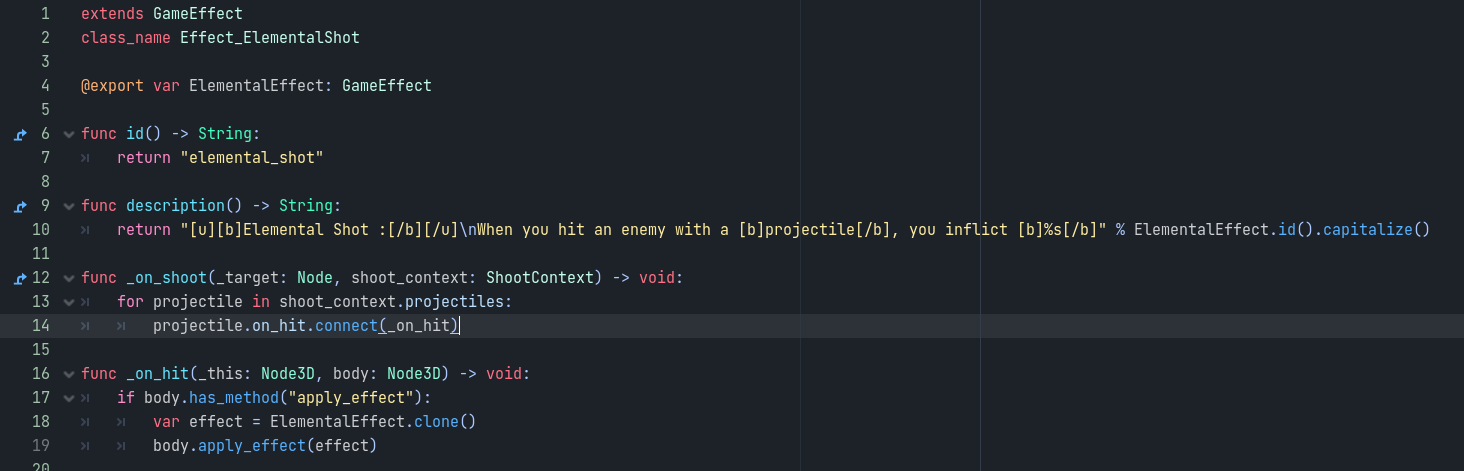 Elemental shot implementation example
